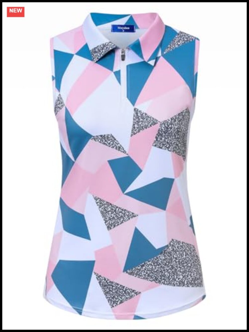 Womens Golf Polo Sleeveless Zip Moisture Wicking Tennis Athletic Tank Top